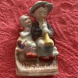 Vintage Porcelain Boy & Girl On Bench Figurine Occupied Japan